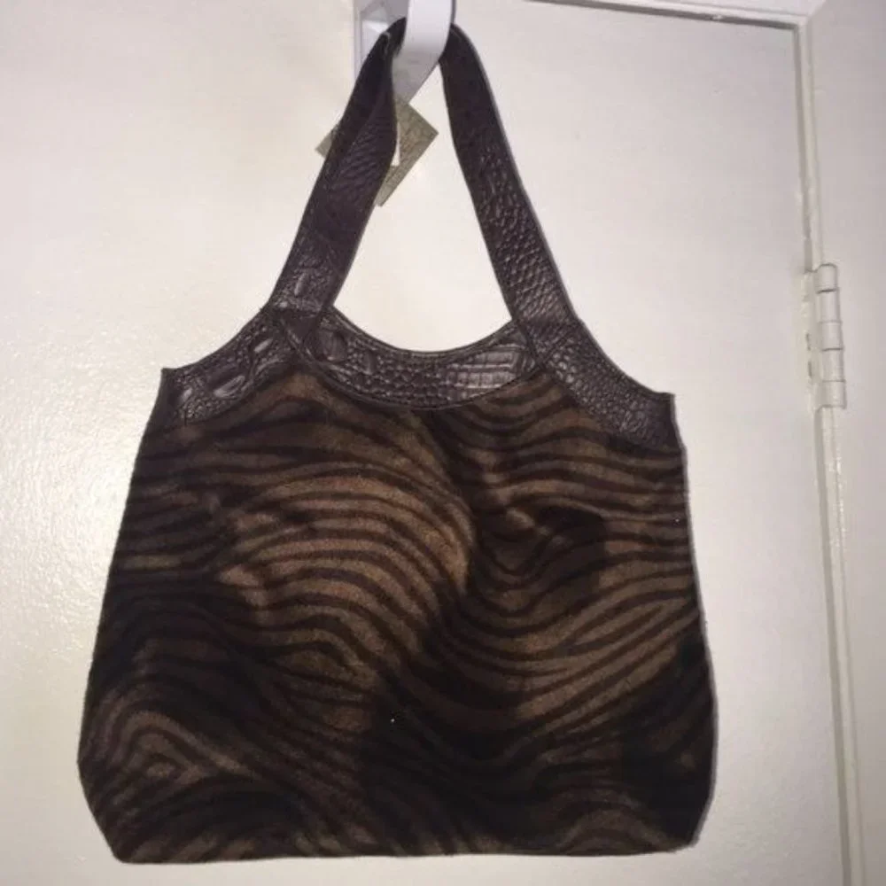 VINTAGE Bath & Body Works brown Fur zebra tote bag NWT
